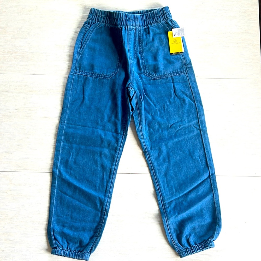 NEW Volcom Girls Sunday Strut Elastic Waist Jeans/Pants Size S (7/8)
